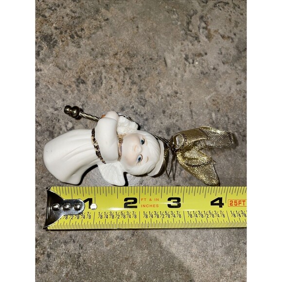 Porcelain Christmas Angel Ornament Hand Painted Holiday Decoration - Picture 6 of 12